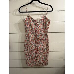 RALPH Lauren 90s Y2K Calico Floral Slip‎ Dress Size 0 Ruffle Midi